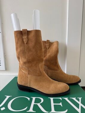 J. Crew Tan Suede Mid-Calf Western Boots